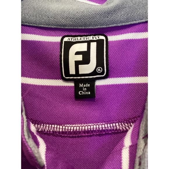 FootJoy Golf Athletic Fit Striped Mens Size XL Purple Gray White Logo - Picture 3 of 5
